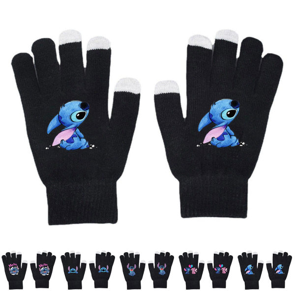 Lilo & Stitch Varmstickade All Finger Kid Handskar Vintertryck #1