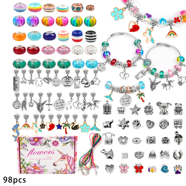 98st berlockarmband smycken DIY pärlor hänge leksaker flickor gåva