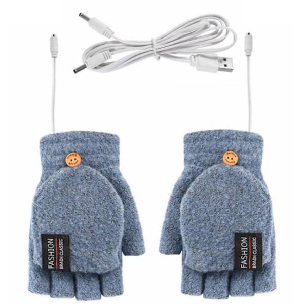 USB Sähkölämmitteiset Lapaset Talvilämmin Puolisormikas Käsine light blue