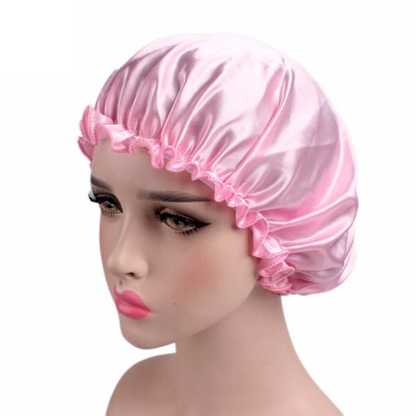 Satin Sovhuva Hätta för Dam - Mjuk Elastisk Natthätta för Kväll light pink