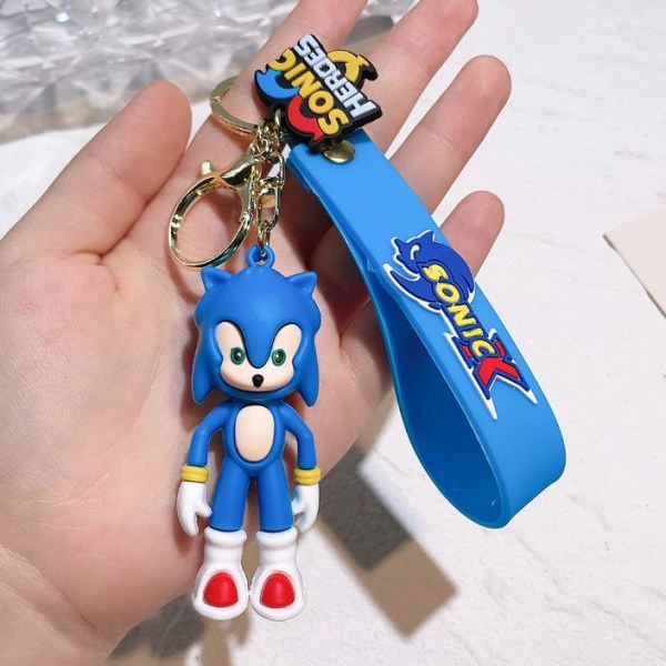 Sonic Nyckelring 3D Figur för Män och Kvinnor - Söt Plånbok, Ryggsäck, Väska och Bilhänge Dekoration Blue