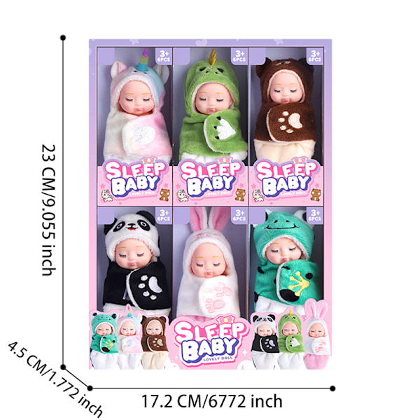 6 st Mini Reborn Babydocka Simulation Återfödelsedockor Leksak Barn Flickleksaker 6PCS
