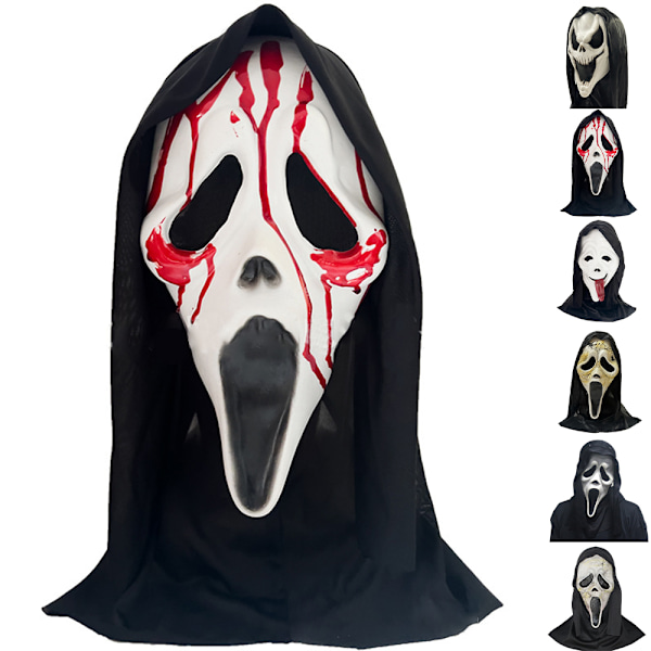 Halloween Mask Scream Ghostface Ghost Scary Horror Skull Latex Mask För Halloween Fest Cosplay D