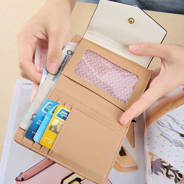 Kvinnor barn tryckt kort tofs plånbok fashionabla nyckelväska Pink