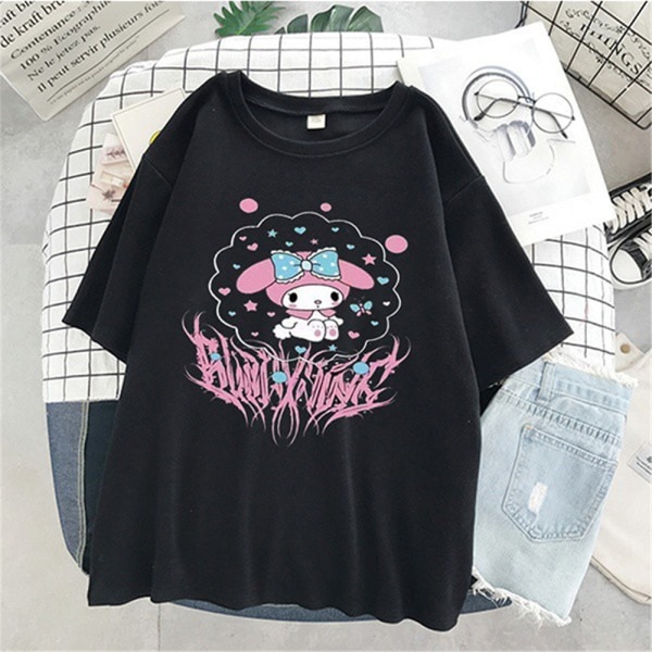 Kuromi Anime Onegai My Melody T-shirt Kortärmad unisex toppar 2XL