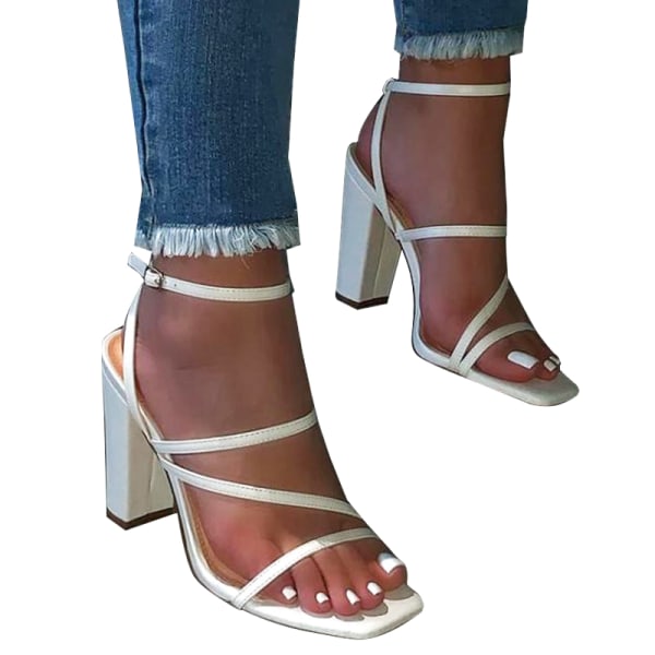 2020 Kvinnor högklackade sandaler med spetsbandage Brown 42