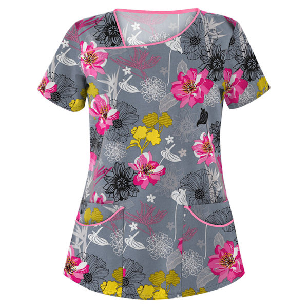 Dame Tegneserie Trykt Medisinsk Uniform Sykepleier Skrubb T-skjorter Topper Bluse Tee #6 M