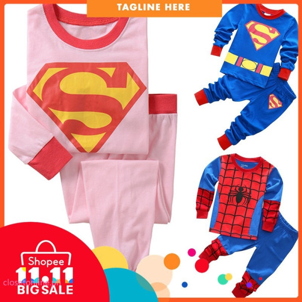 Child Spiderman Batman klädsatser Outfits Red 95 cm