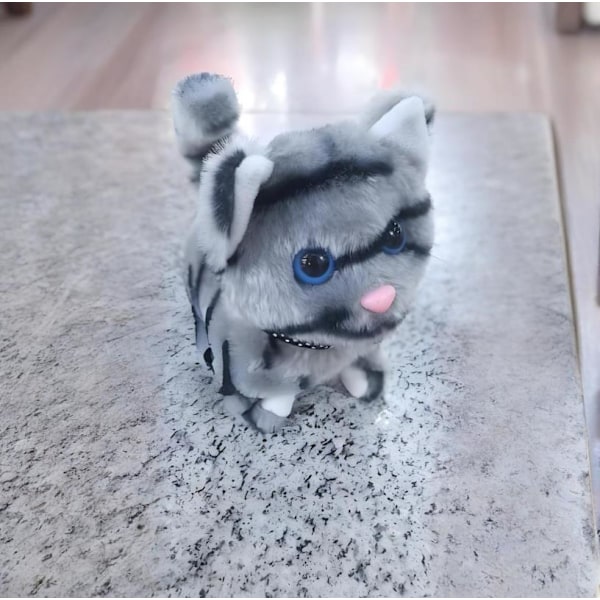 Min Realistiske Robotkatt, robotkatt som oppfører seg som en ekte katt, realistisk halevifting og gående kjæledyr for voksne eiere Grey
