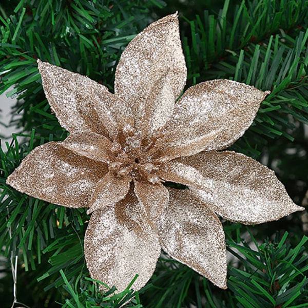 10 st konstgjorda blommor juldekoration julgransprydnad Champagne 10pcs