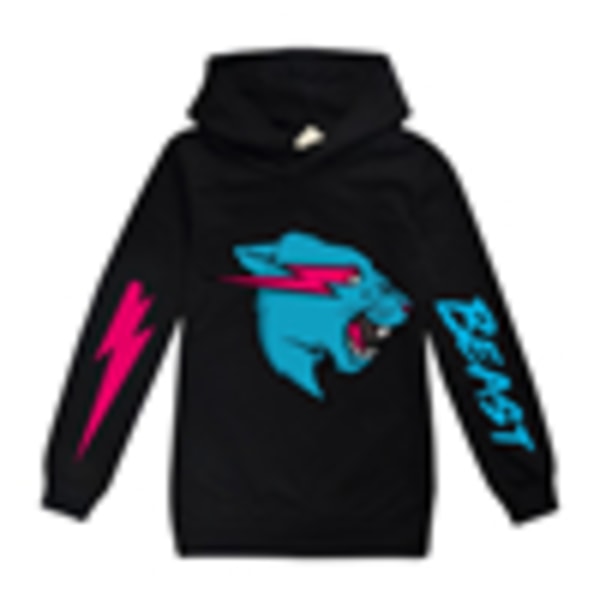 Mr Beast Lightning Cat Kids 3D Hoodie Sweatshirts black 160cm