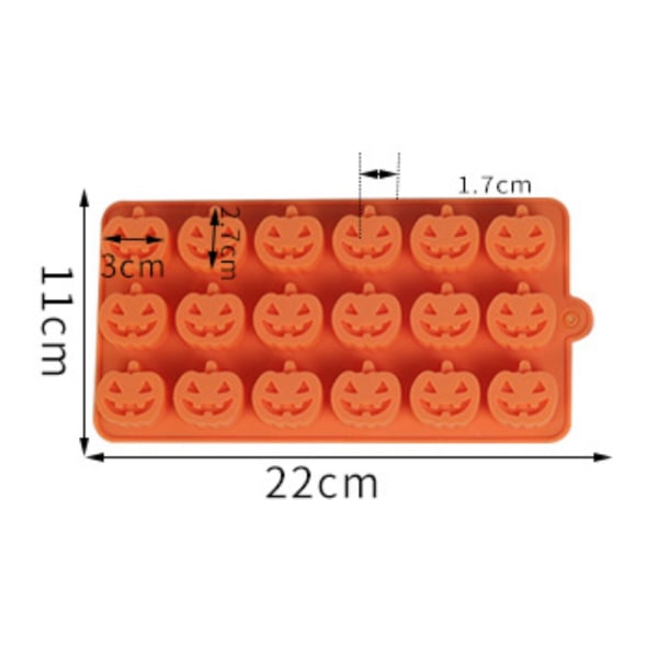 18 reiän Halloween-kurpitsasilikonimuotti suklaan leivontatyökalut