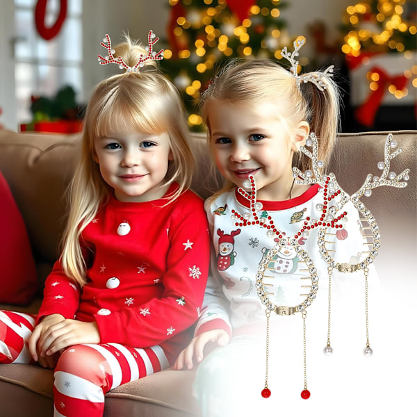 Kvinner Jenter Jul Gevir Bling Rhinestone Hårklyper Søte Tilbehør Silver