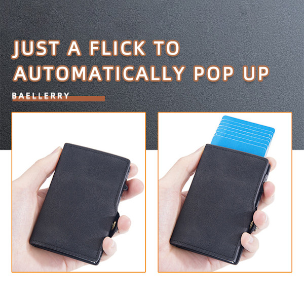 Korthållare med Dubbelt Stöldskydd, RFID-NFC Säker POP UP Black