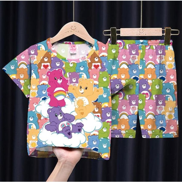 Barn Flickor Love Bear Pyjamas Kortärmad T-shirt Shorts Set Sommar Nattkläder Ålder 4-12 år #3 4-5Years