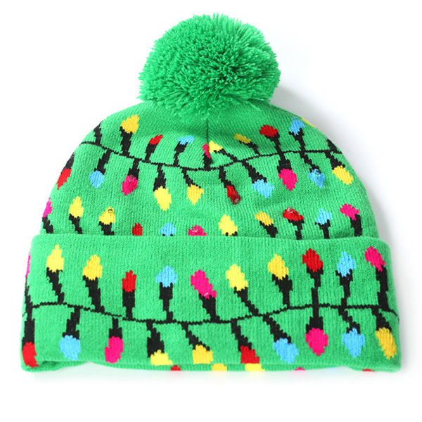LED-upplyst mössa i stickad beanie med färgglada LED-lampor för jul 2