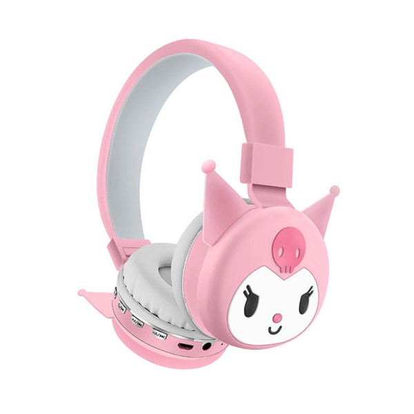 Kuromi hopfällbara hörlurar Bluetooth trådlös On-ear Headset för barn Pink