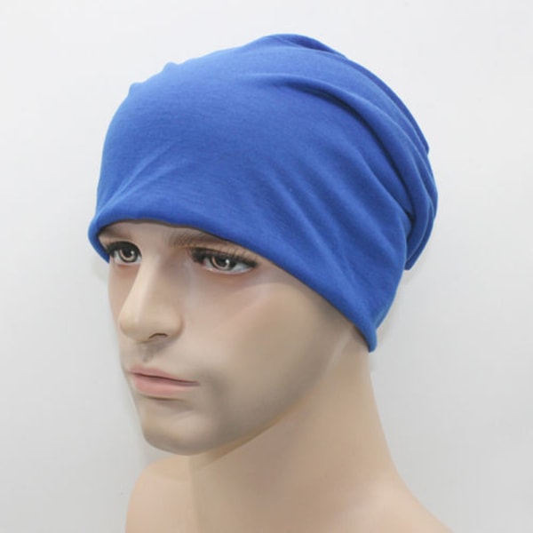 Man Lady Mössa Jersey Bomull Tunn hatt Stickad solid keps Blue