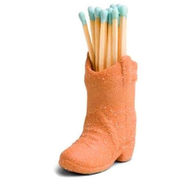 Keramisk Cowgirl-stövel Heminredning Estetisk Liten Söt Tändsticksask Western Dekorativ Mini Tändsticksaskar För Badrum Sovrum Öppen Spis Kök Orange