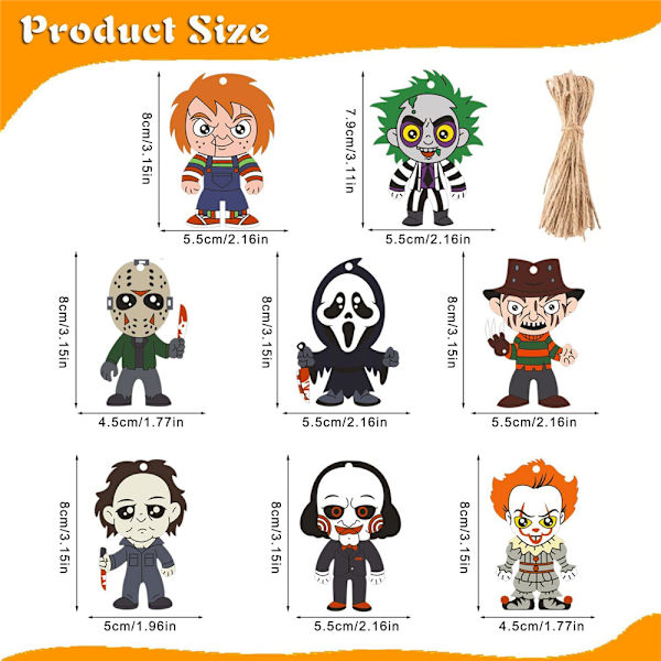 8 stk. Halloween-anheng i tre, tredekorasjoner 8PCS