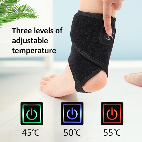 USB Elektrisk Uppvärmningsfotledsstöd Wrap Massager Smärtlindring