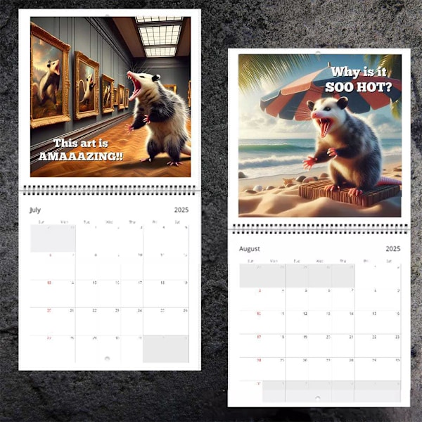2025 Sjove Skrigende Pungrotter Kalender - 2025 Vægkalender