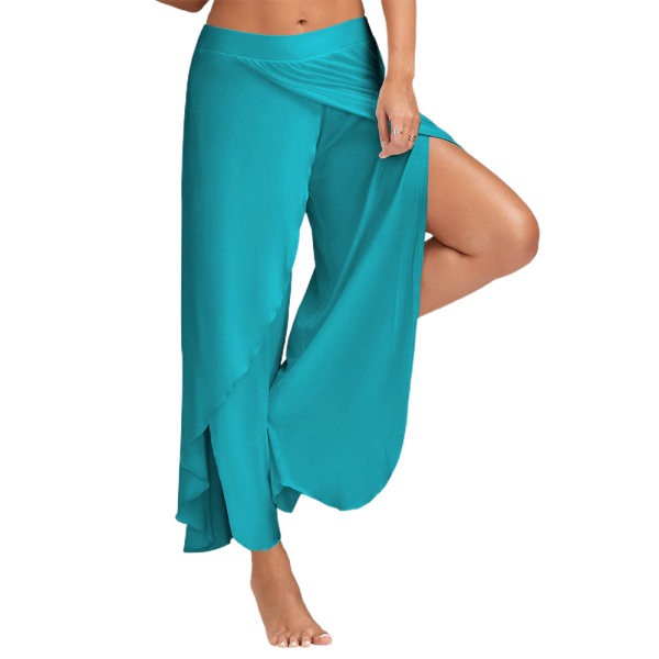 Dam Split Wide Leg Yogabyxor Casual Byxor blue M