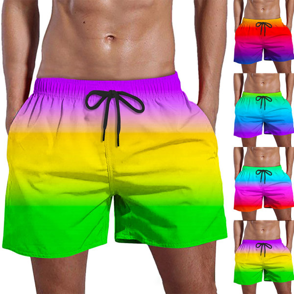 Simning för män med elastiska midja Badkläder Strandkläder Gym Casual Trunks Sommarshorts A XL