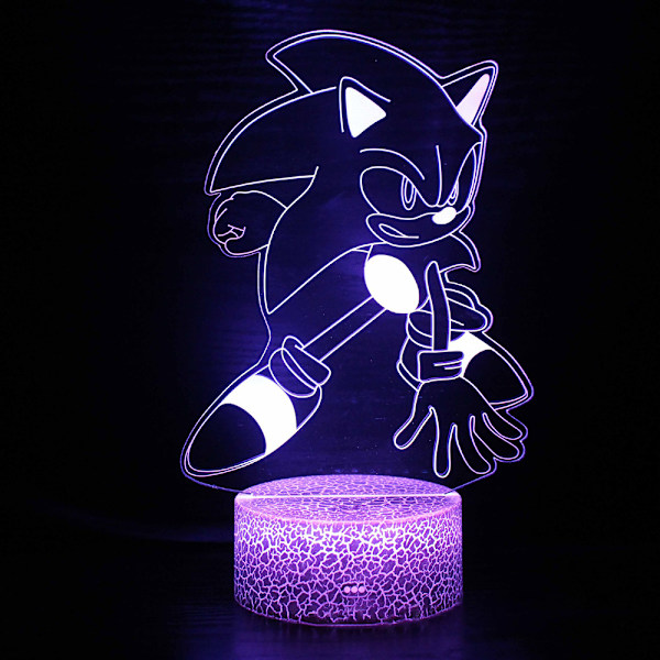 3D LED Nattbordslampe med Berøring for Soverom Sonic the Hedgehog Nattlys E