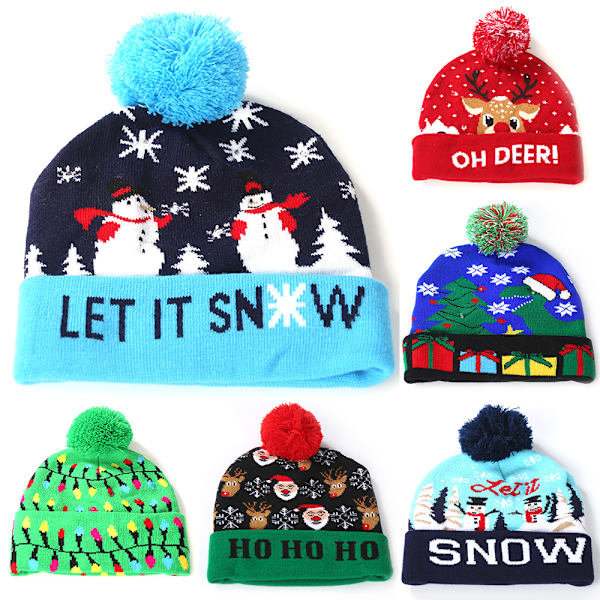 LED-upplyst mössa i stickad beanie med färgglada LED-lampor för jul 6