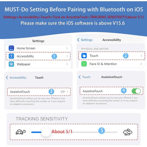 Langaton Bluetooth-sormenpääohjain iPhone, iPad, iOS, Android, Kindle App ja Tiktok-vierityssormus White