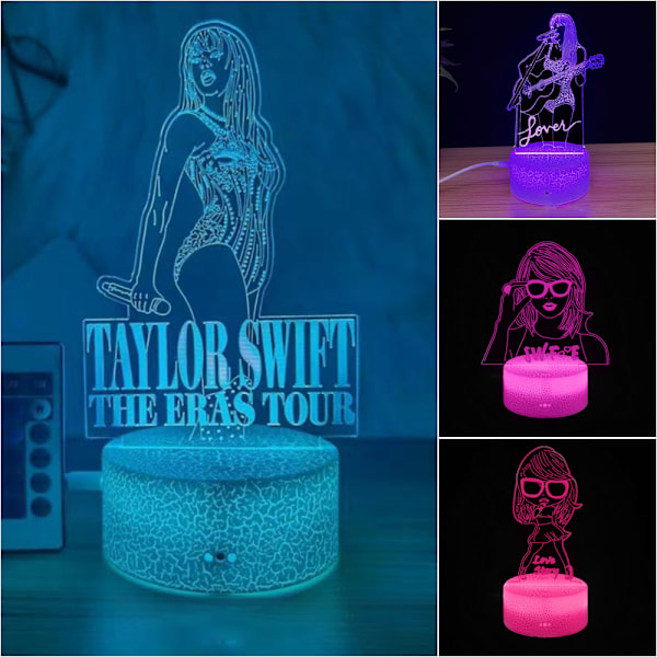 3D Taylor Swift LED-nattlampa 16 färger Ändra skrivbordslampa Sänglampa Touch & Fjärrkontroll Heminredning Swiftie-fans Julklappar Födelsedagspresenter B