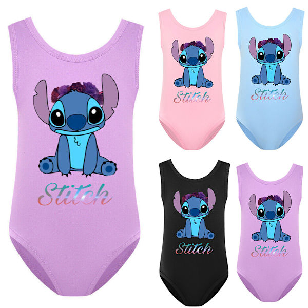 Flickor Barn Stitch Badkläder Cartoon Badkläder Bikini Surf black 150cm