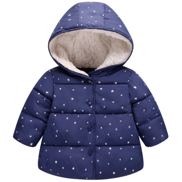 Baby Star Printed Hoodie Kids Winter Warm Navy 120 cm