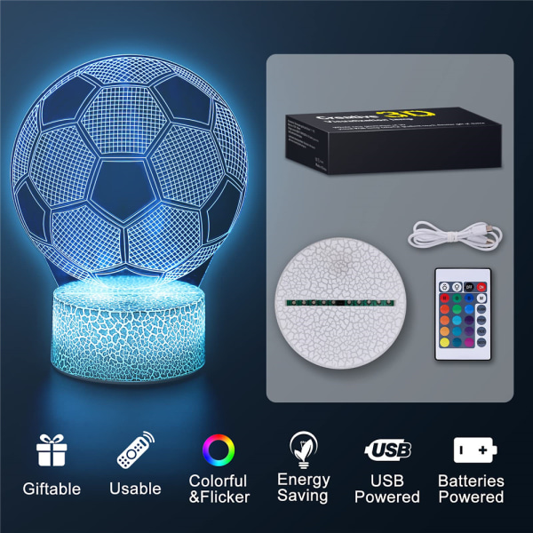 LED Fotboll Fotbollsskylt Väggdekor USB Nattlampa Barnrum