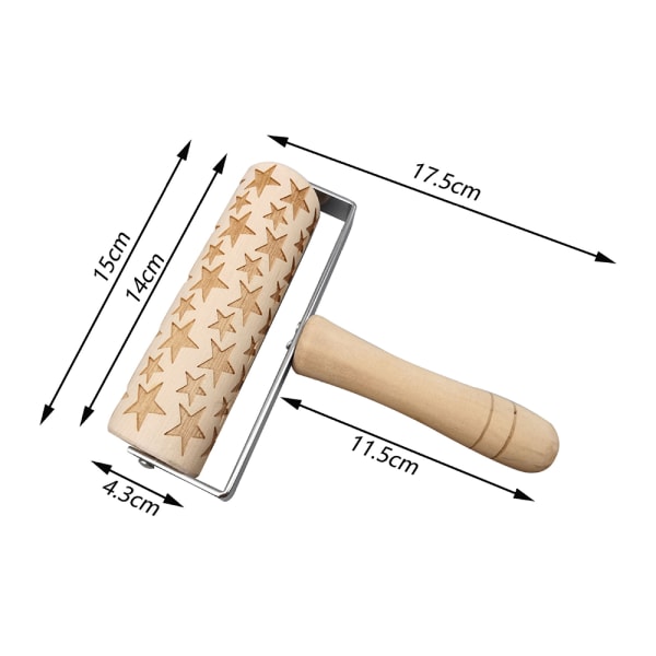 Trärulle för bakning med julmotiv Five-pointed star