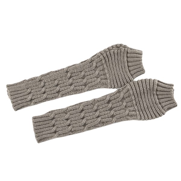 Vinter Lange strikkede handsker Tykke varme fingerløse vanter Arm Light grey