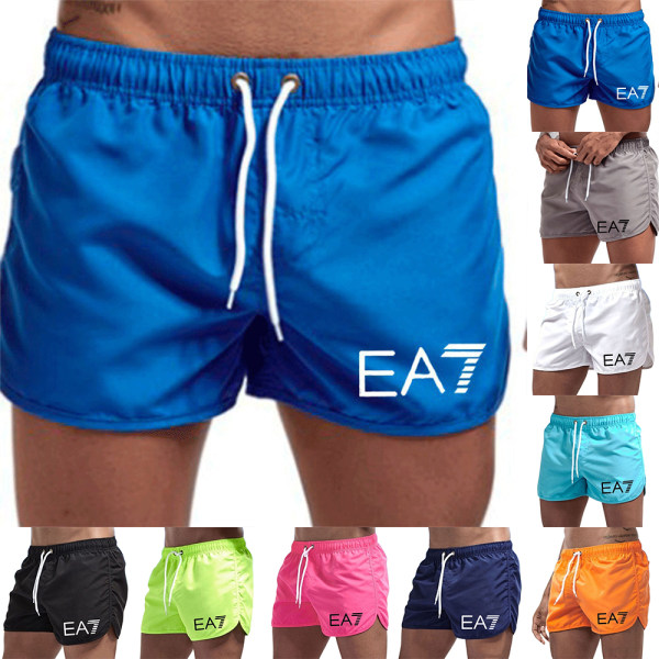 EA7 badbyxor för män, badshorts, strandshorts, löparshorts, sportshorts, surfshorts White 3XL