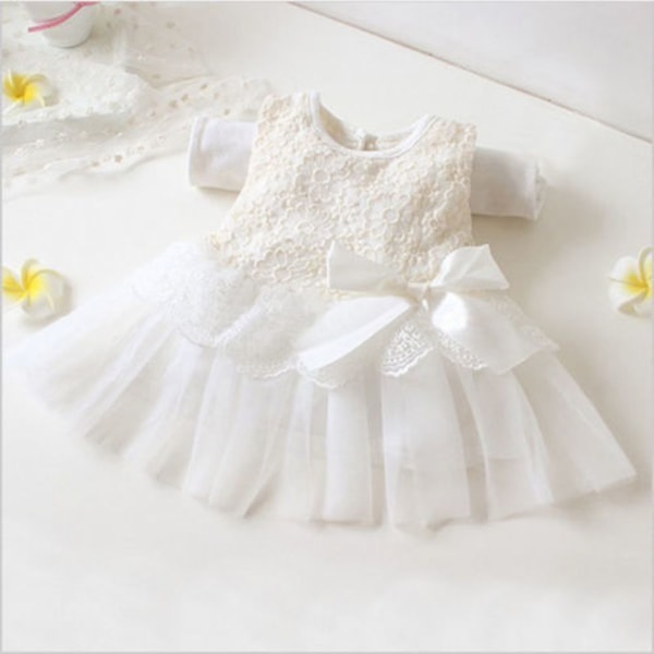 Barnflickor Prinsessa Klänning Baby Fest Spets Tulle Tutu White