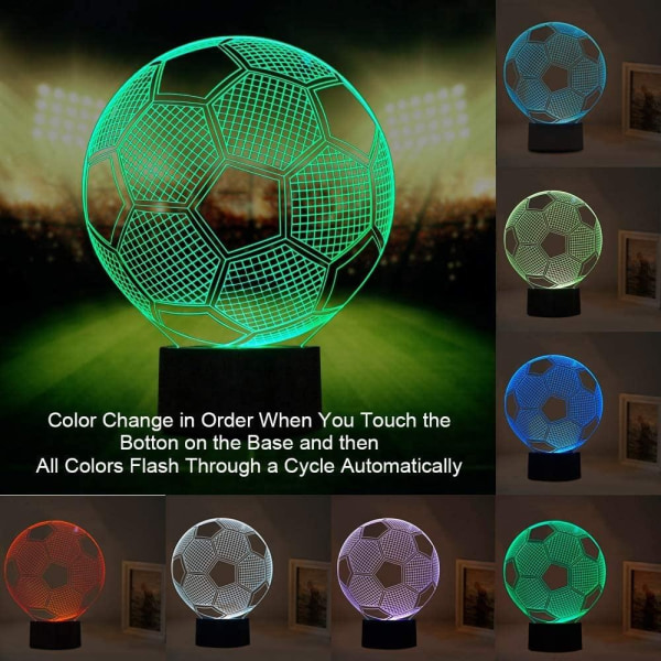 3D LED Illusion Nattljus Byta Fotboll Fotboll Touch Lampor