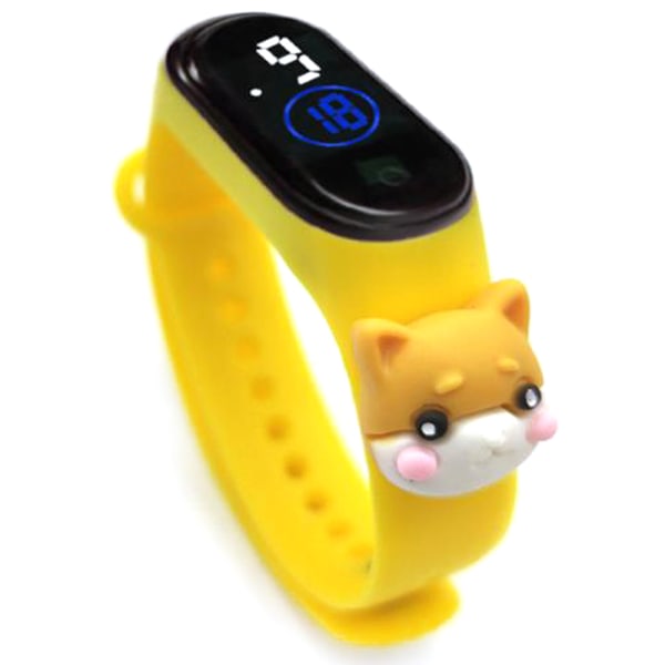 Tjej söt tecknad sport vattentät band LED digital watch Yellow - Dog
