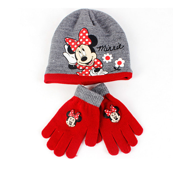 Disney Minnie Kids Knit Beanies Hat Varma tjejer med handskar