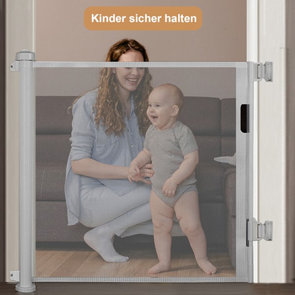 Babysäkerhetsgrind - Dörrsäkerhetsgrind - Skyddsgardin, Husdjursdörrsgrind, Utdragbar Dörrgardin, Utdragbara Hundbarriärer, 0-300cm Grey 150cm