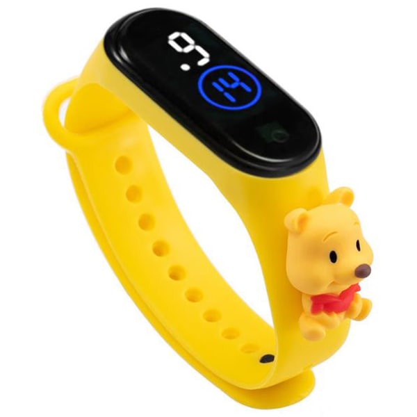Tjej söt tecknad sport vattentät band LED digital watch Yellow - Bear
