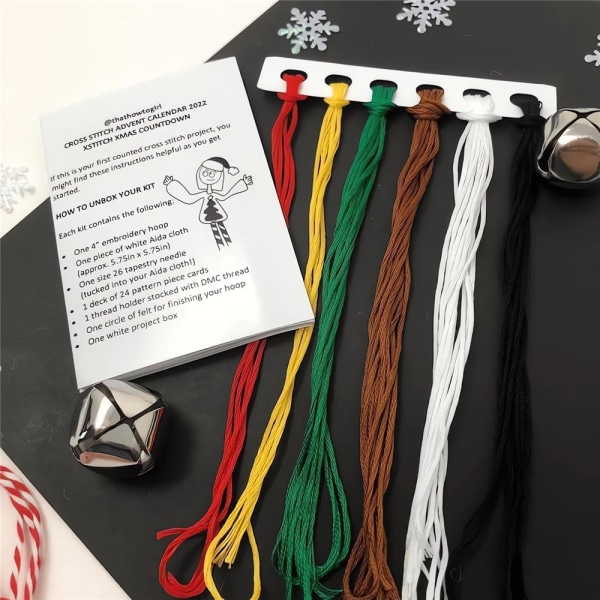 Adventskalender 2023 24 Dagar Julnedräkning Adventskalender Jul Broderi Kit green
