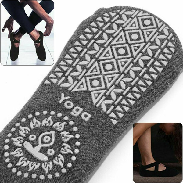 Pilates Barre Yoga Socks för kvinnor Dance Gym Fitness Black 1 pair