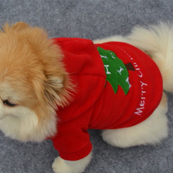 Söt Hund Katt Tröja Kläder Husdjur Vinter red XS