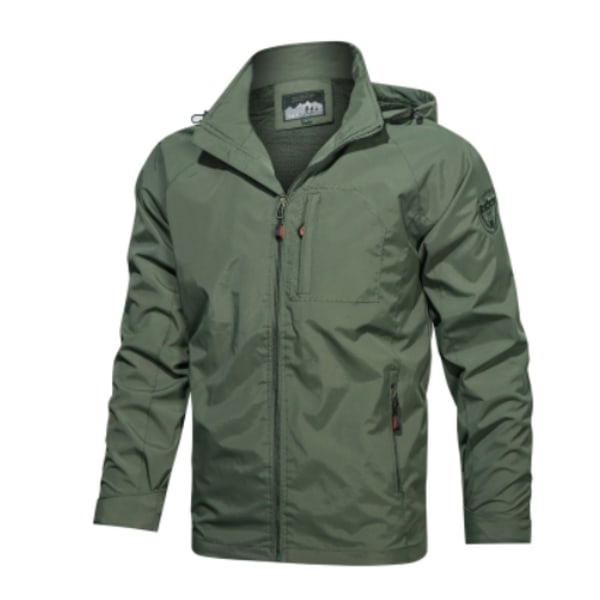 Herre Mountaineering Hættejakke, Vindtæt Casual Jakke, Udendørs Plus Size Jakke Army Green M