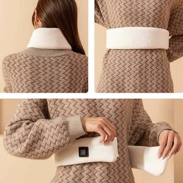 USB Uppvärmd Elektrisk Värme Sjal Halsvärmare Shawl Vinter Mjuk White