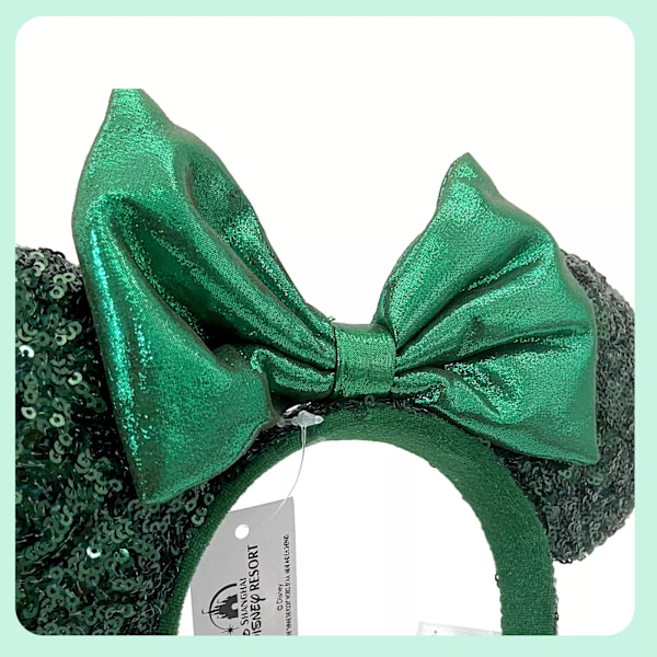 Ører Smaragdgrøn Glitter Minnie Mouse Disneyland Hårbøjle